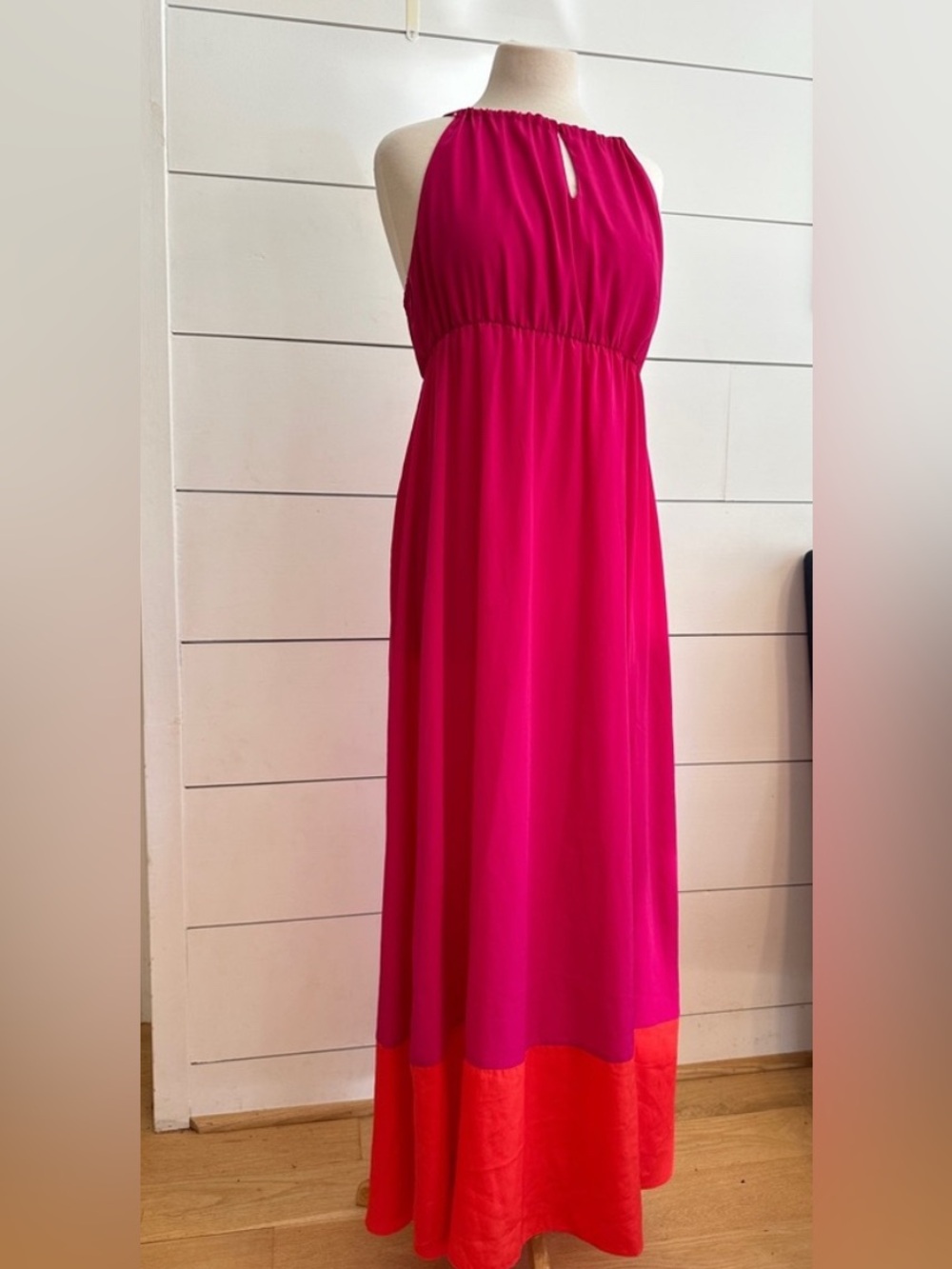 Old Navy Bright Fuchsia Maxi Dress with Coral Hem